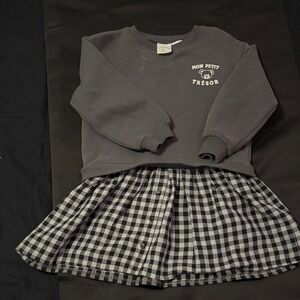 Zara Black and White Checkered Kids Skirt